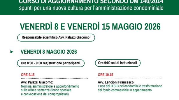 Amministratori di condominio: a Prato due giornate di formazione