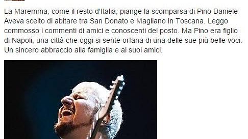 Pino Daniele tra Grosseto e Roma, Enrico Rossi: 