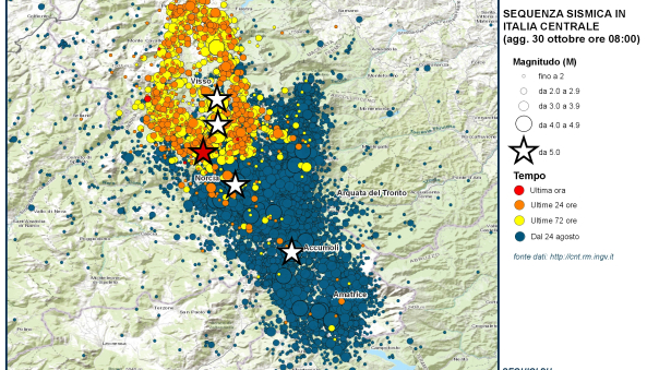 Sequenza sismica in Italia centrale: nuovo evento stamani