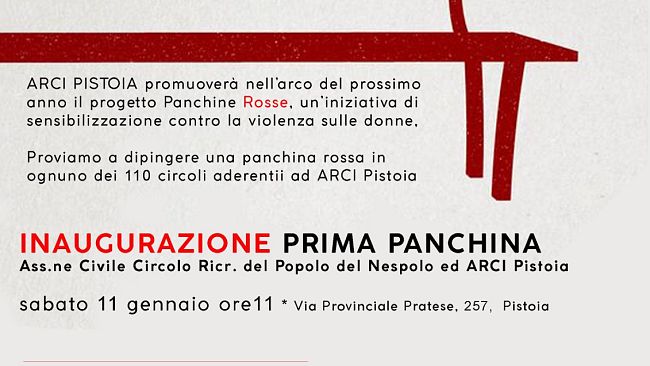 Pistoia: una panchina rossa contro la violenza sulle donne