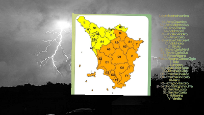 Toscana occhio al temporale: scatta l'allerta arancione