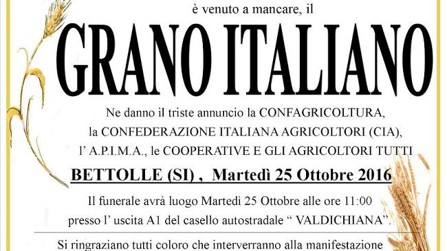 Grano, il funerale sulla A1 a Valdichiana