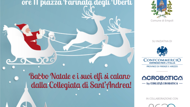 Empoli, Babbo Natale cala dall'alto 