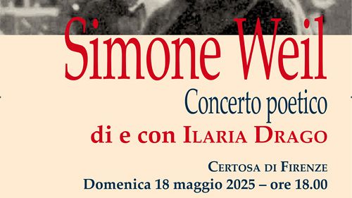 'Concerto poetico per Simone Weil' domenica 18 maggio