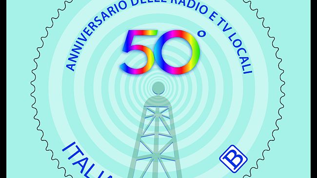 Francobollo dedicato al 50° anniversario delle radio e tv locali