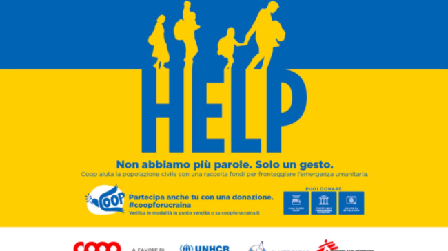 Coop, campagna per l'Ucraina da oggi 4 marzo