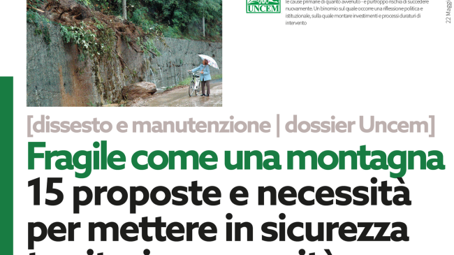 Montagne e Territori chiedono il ripristino delle frane
