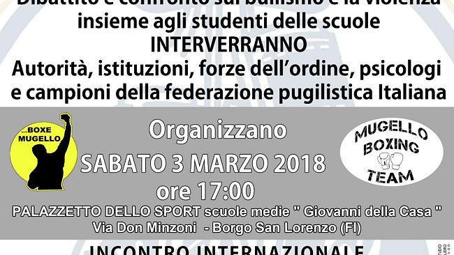 A Borgo San Lorenzo il 3 Marzo la Boxe Nazionale contro il bullismo