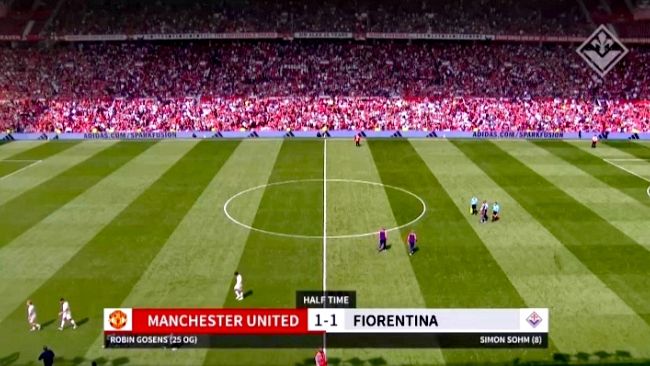 Manchester United - Fiorentina, primo gol di Sohm in maglia viola