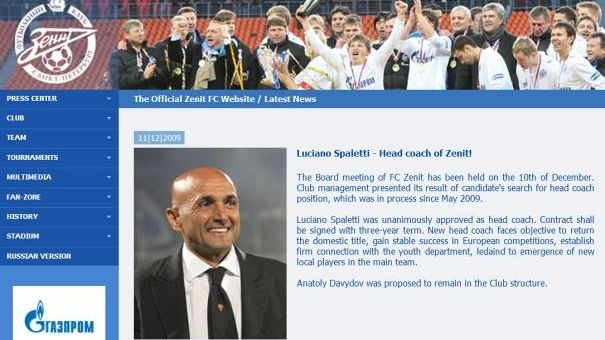 Spalletti zar della Russia. Con lo Zenit vince lo scudetto al primo colpo
