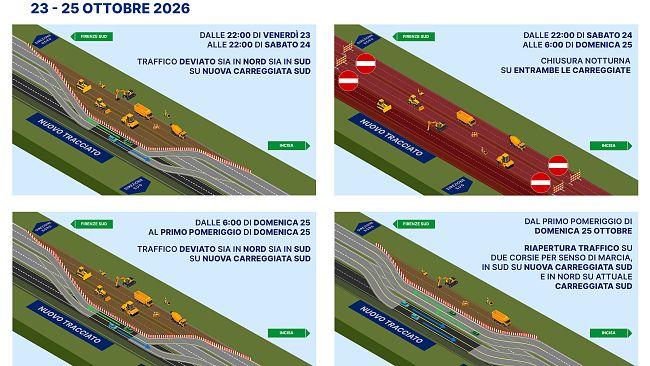 Autosole: cantiere sull'A1 tra Firenze e Incisa