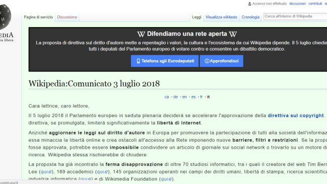 Wikipedia, oscurata la rete del sapere: copyright e condivisione sul web