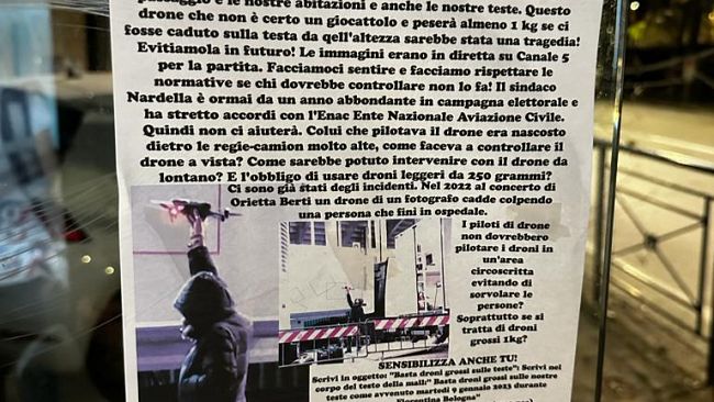 Droni sopra lo stadio: un volantino lancia l'allarme