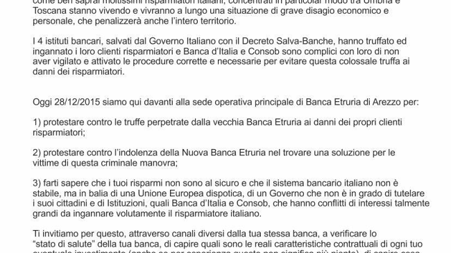 Arezzo: domani manifestazione davanti alla sede di Banca Etruria