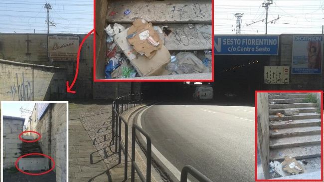 Viale Fratelli Rosselli: la discarica che sembra una scalinata