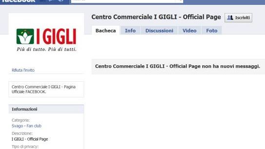Il centro commerciale I Gigli sbarca su Facebook