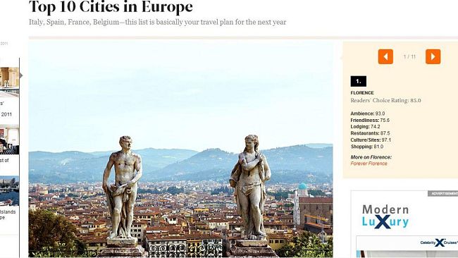 Firenze prima in Europa secondo Condé Nast