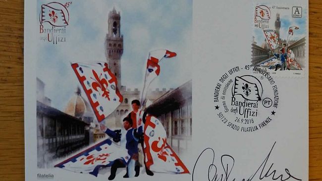 Presentato il francobollo e l'annullo filatelico dei Bandierai degli Uffizi