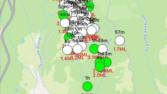 Sciame sismico nella notte in Mugello
