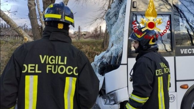 Albero cade su scuolabus, paura a Rignano 
