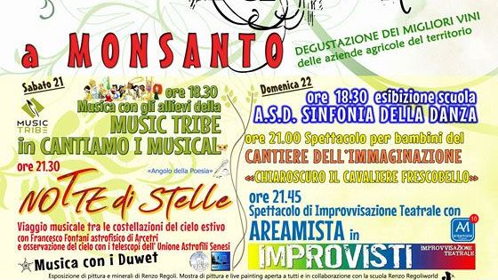 Calici d’arte, spettacoli e degustazioni a Monsanto