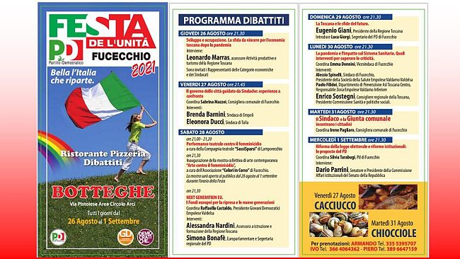 Fucecchio si prepara all’edizione 2021 della festa de L’Unità