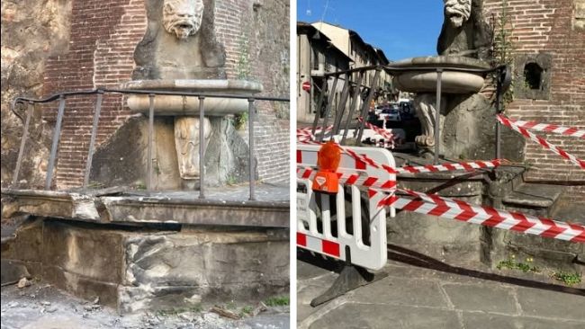 Poggio a Caiano, danneggiata da un tir antica fontana