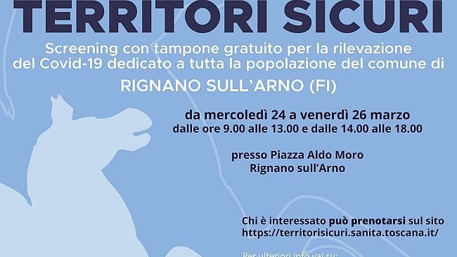 Toscana in difesa dal Covid-19: screening di massa a Rignano sull’Arno