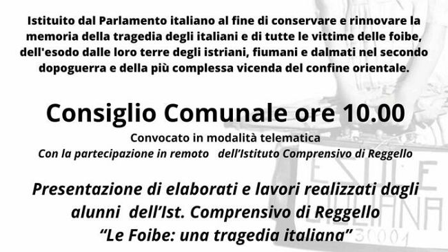 Giorno del Ricordo: il 10 febbraio seduta solenne del Consiglio regionale