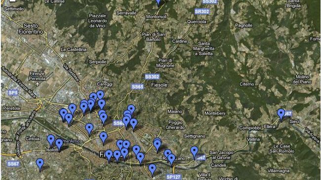 Una mappa dell'abbandono georeferenziato da :esibisco.