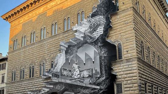 JR a Palazzo Strozzi con La Ferita nuova installazione site specific